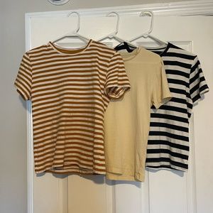 Everlane The Organic Cotton Box-Cut Tee (THREE SHIRT BUNDLE XS)